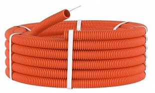 7191650 | Труба ПНД гибкая гофр. д.16мм, лёгкая с протяжкой, 50м, цвет оранжевый
